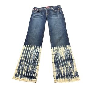 Vintage Y2K Women's Baby Phat Acid Wash Bleach Bottom Cuff Jeans‎ Wide Leg 13